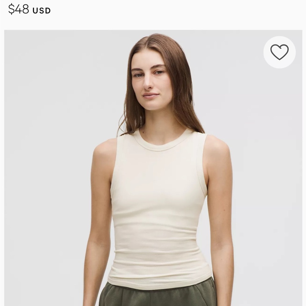 Lululemon Cream Hold Tight Ribbed Tank Top